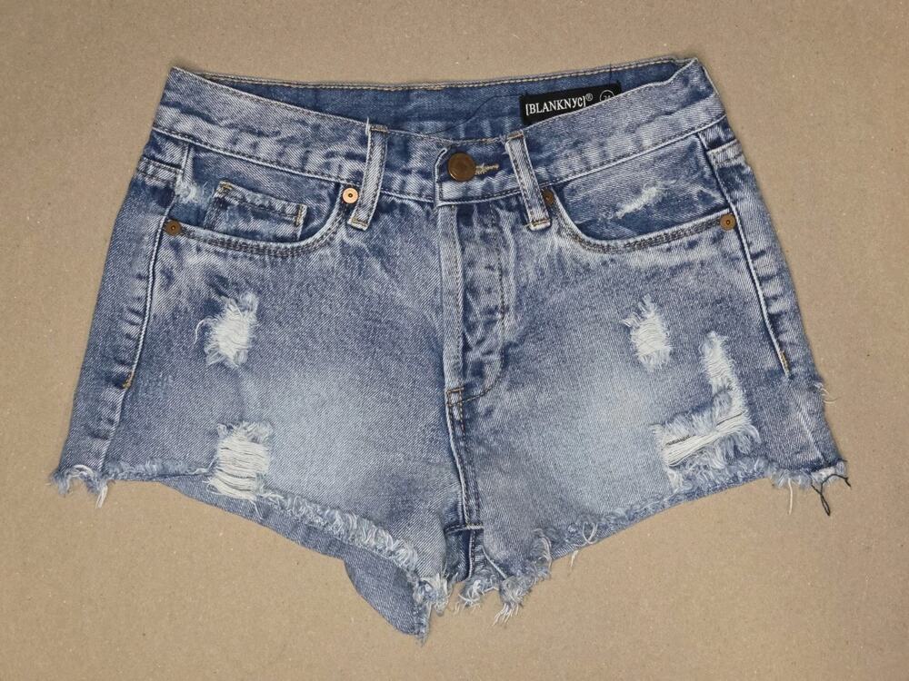 BLANKNYC Women’s Denim Shorts Size 24 Light Wash Distressed Button Fly